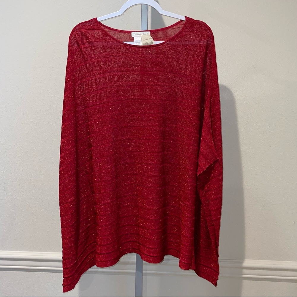 Coldwater Creek Red Shimmer Poncho Sweater, Size XS/S